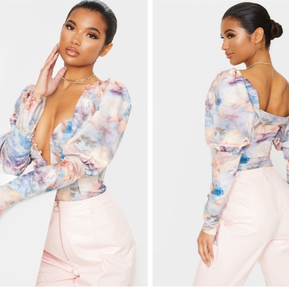 PrettyLittleThing Pastel Renaissance Puff Sleeve Blouse